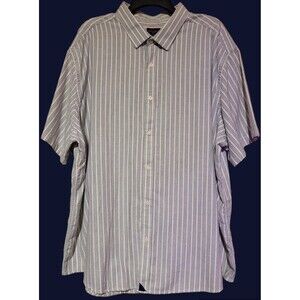 UnTuckIt Shirt Mens Button Short Slv Stripe Blue Gray XXXLC Rutherford Style